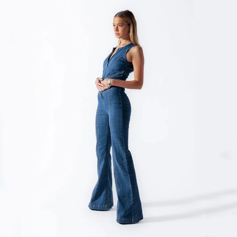 Placidia - Mouwloze jumpsuit met flared pijpen voor dames - Glamorix