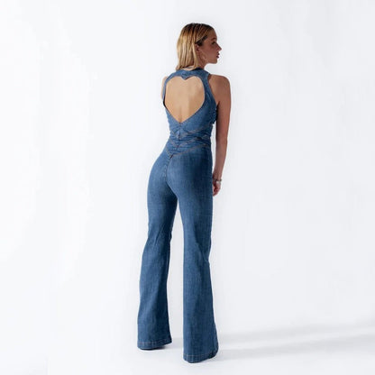 Placidia - Mouwloze jumpsuit met flared pijpen voor dames - Glamorix