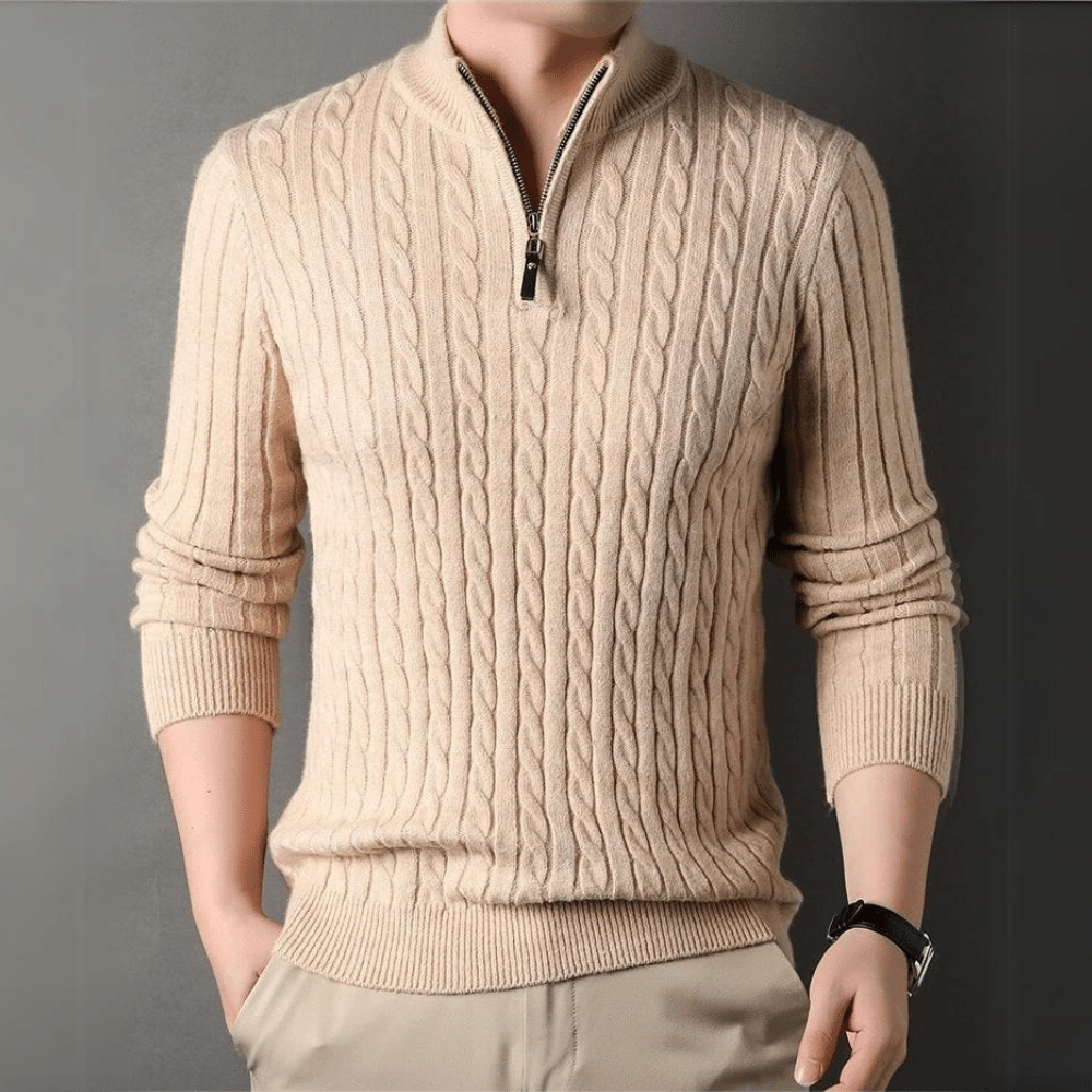 VIRAN - Wol Zip Knit Sweater voor heren