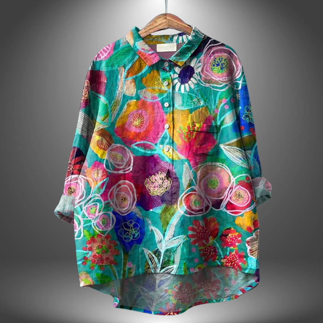 Losvallende damesblouse met kunstzinnige print – ARNELLA - Glamorix