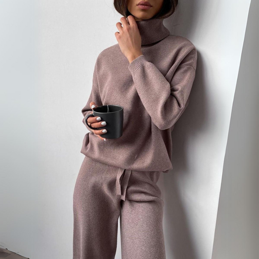 CARMEL - Elegante tweedelige set met coltrui en lange broek