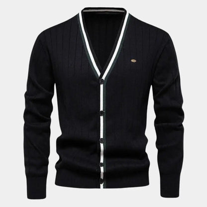 Gebreid heren vest met knoopsluiting en klassieke pasvorm – MAERON - Glamorix