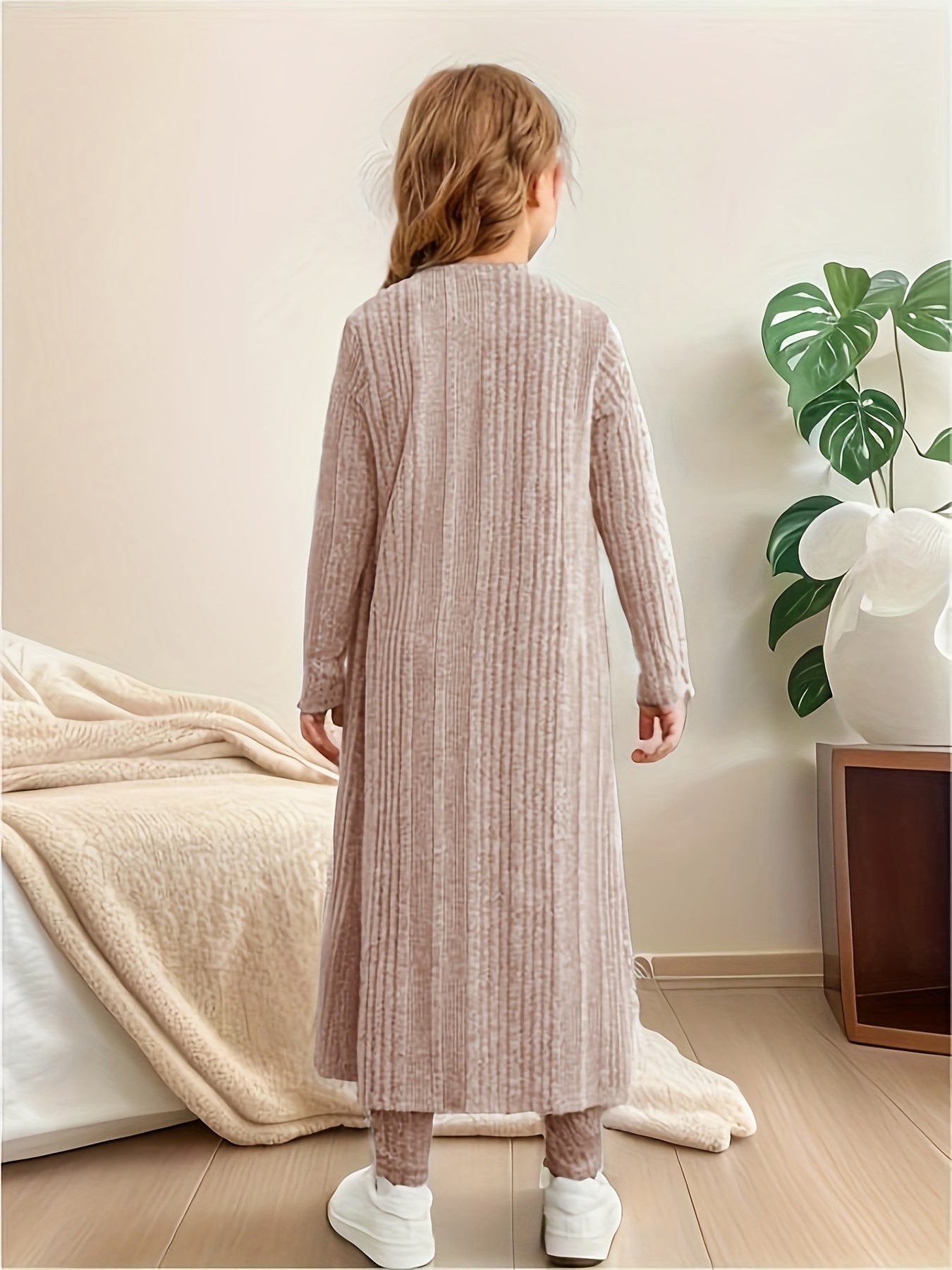 EVA - 3-delige stretchy gebreide set met vest, top en legging voor meisjes