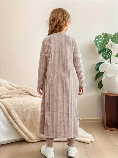 EVA - 3-delige stretchy gebreide set met vest, top en legging voor meisjes