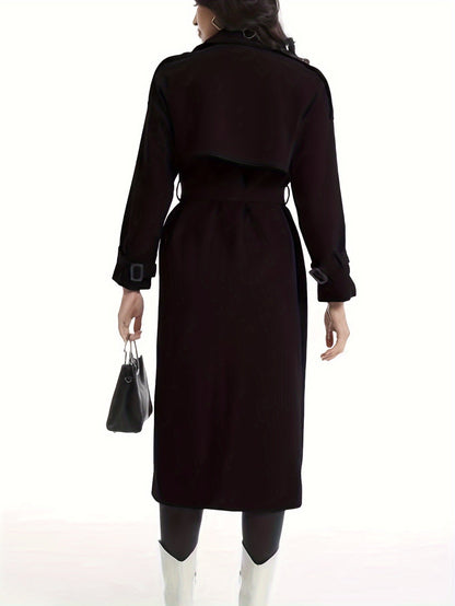 FELICIA - Lange dubbelzijdige trenchcoat met riem en brede revers voor dames