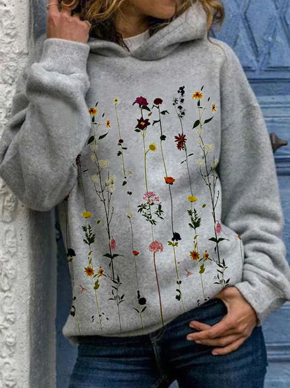 FLORISSA - Warme relaxed fit sweater met bloemenprint