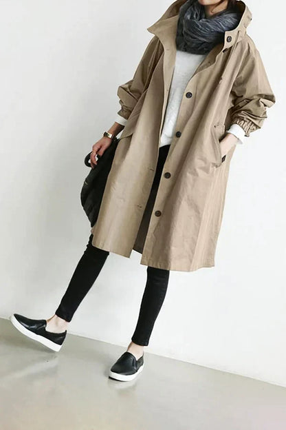 ISLA – Waterdichte oversized halflange trenchcoat voor dames