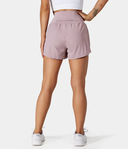 Dames sportshort met hoge taille en binnenbroek – DORINA - Glamorix