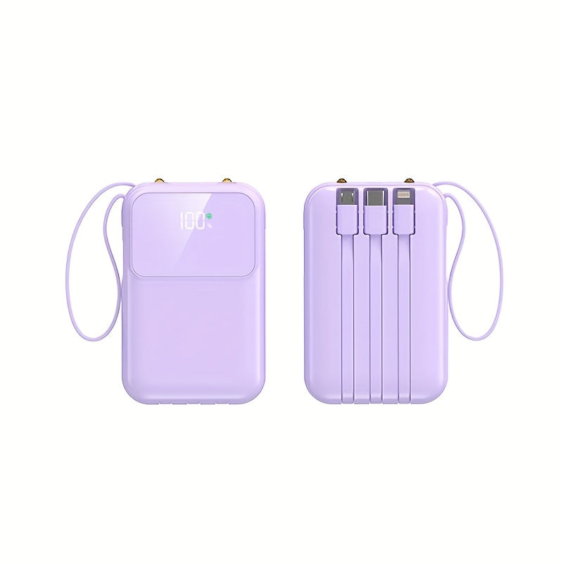 10.000mAh draagbare powerbank met snelladen en ingebouwde kabels – VOLTRIQ MINI10 - Glamorix