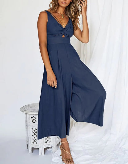 Mouwloze dames jumpsuit met wijde pijpen en elegante snit – SEREIA FLOW - Glamorix