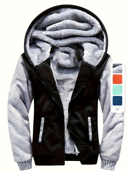 JOSH - Sherpa gevoerde kinder fleece jack met capuchon en ritssluiting