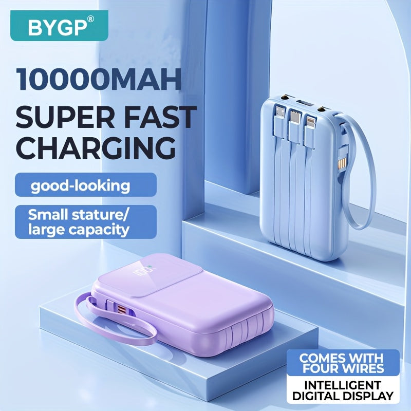 10.000mAh draagbare powerbank met snelladen en ingebouwde kabels – VOLTRIQ MINI10 - Glamorix