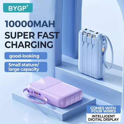 10.000mAh draagbare powerbank met snelladen en ingebouwde kabels – VOLTRIQ MINI10 - Glamorix