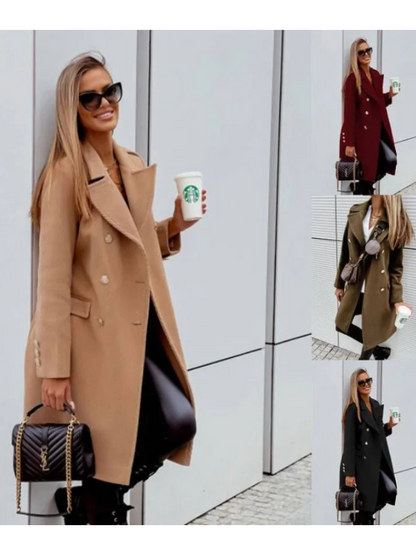 ELENA - Lange trenchcoat voor dames met knoopsluiting en riemmanchetten