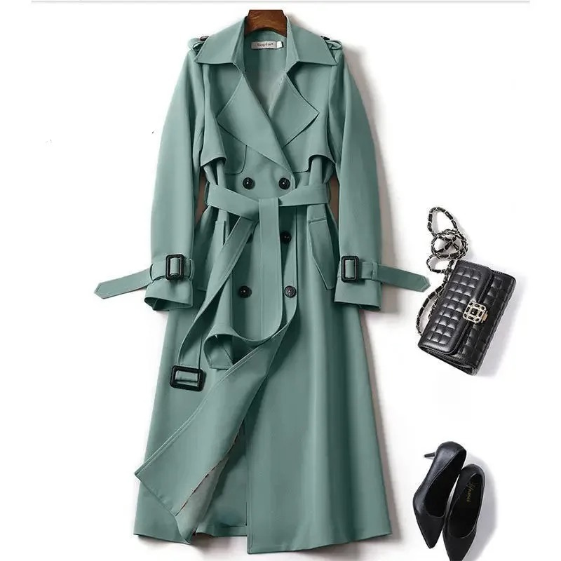 EVELYN - Lange trenchcoat met dubbele knoopsluiting en ceintuur voor dames