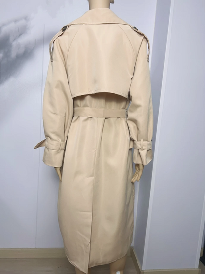 ISADORA - Elegante dames trenchcoat met ceintuur, oversized mouwen en dubbele rij knopen