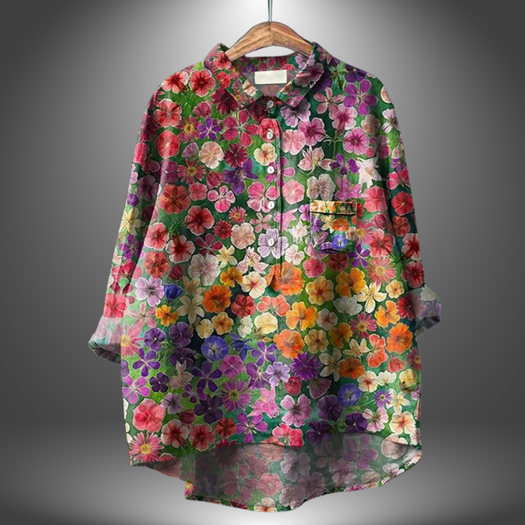 Losvallende damesblouse met kunstzinnige print – ARNELLA - Glamorix