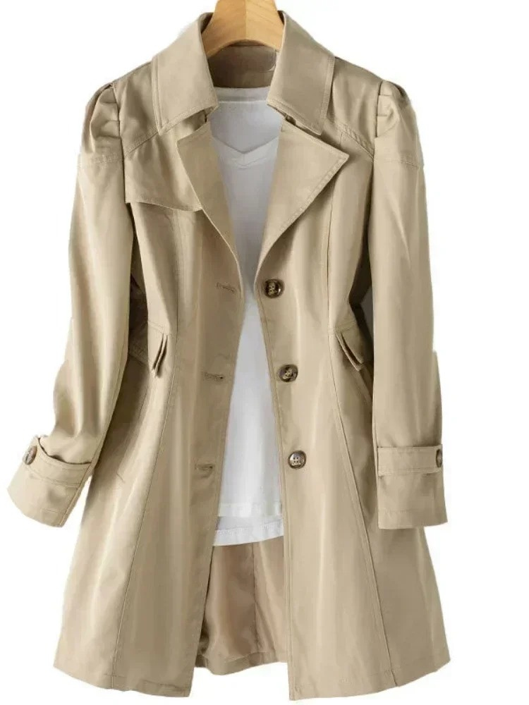 LEONA - Korte getailleerde trenchcoat met enkele knoopsluiting voor dames