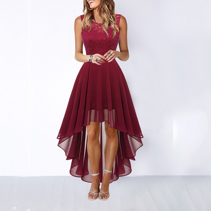Elegante asymmetrische avondjurk met hoge split – VelouraMist - Glamorix