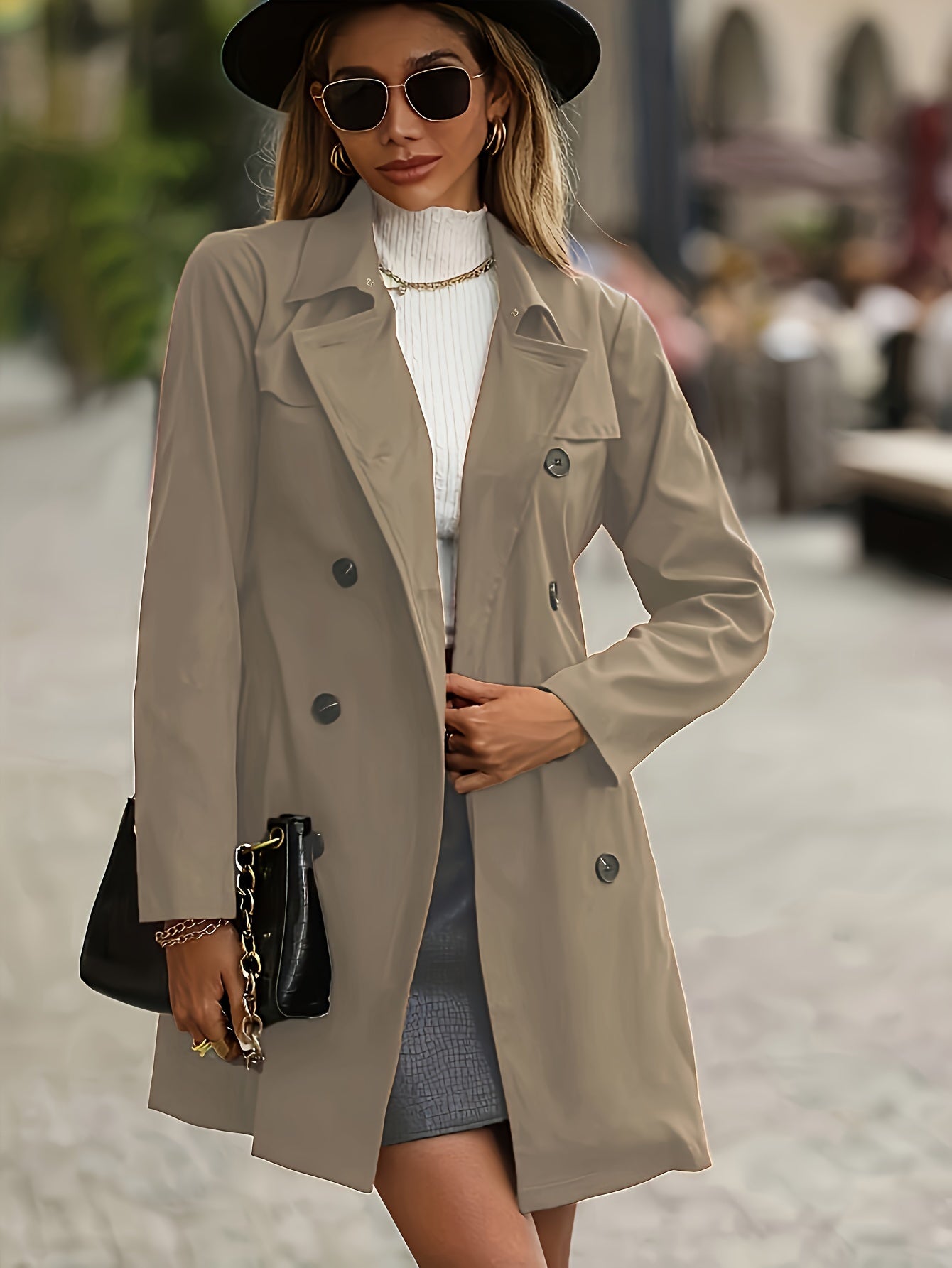 AURELIA - Dubbelzijdige trenchcoat met ingesneden revers en knoopdetails voor dames