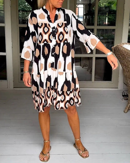 Elegante Zomerjurk met Abstracte Print voor Casual Dagen – LUNA STIJL - Glamorix