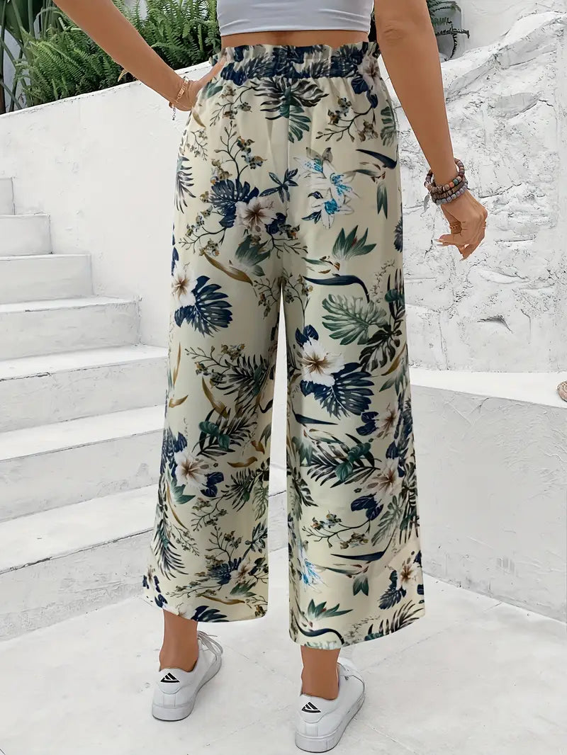 Wijde damesbroek met tropische print en elastische taille – CALIVA TROPIC - Glamorix