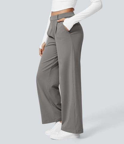 Wijde damesbroek met hoge taille en elegante snit – VelluraWide - Glamorix