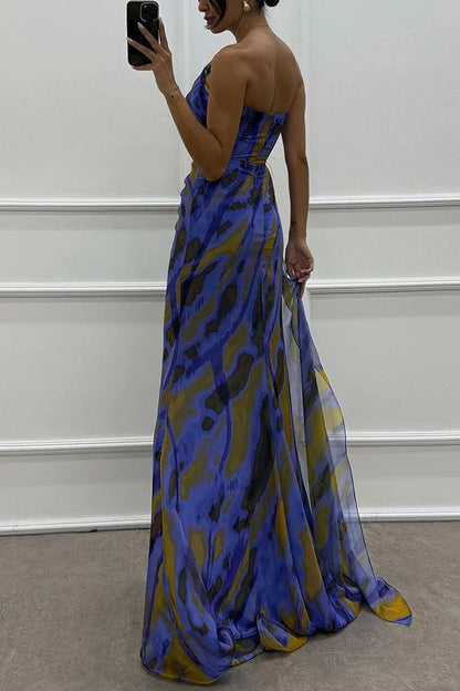 Asymmetrische maxi-jurk met hoge split – VELVETA - Glamorix