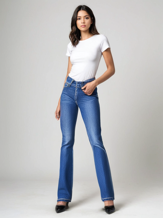 Flatterende flared jeans met hoge taille – STELLA