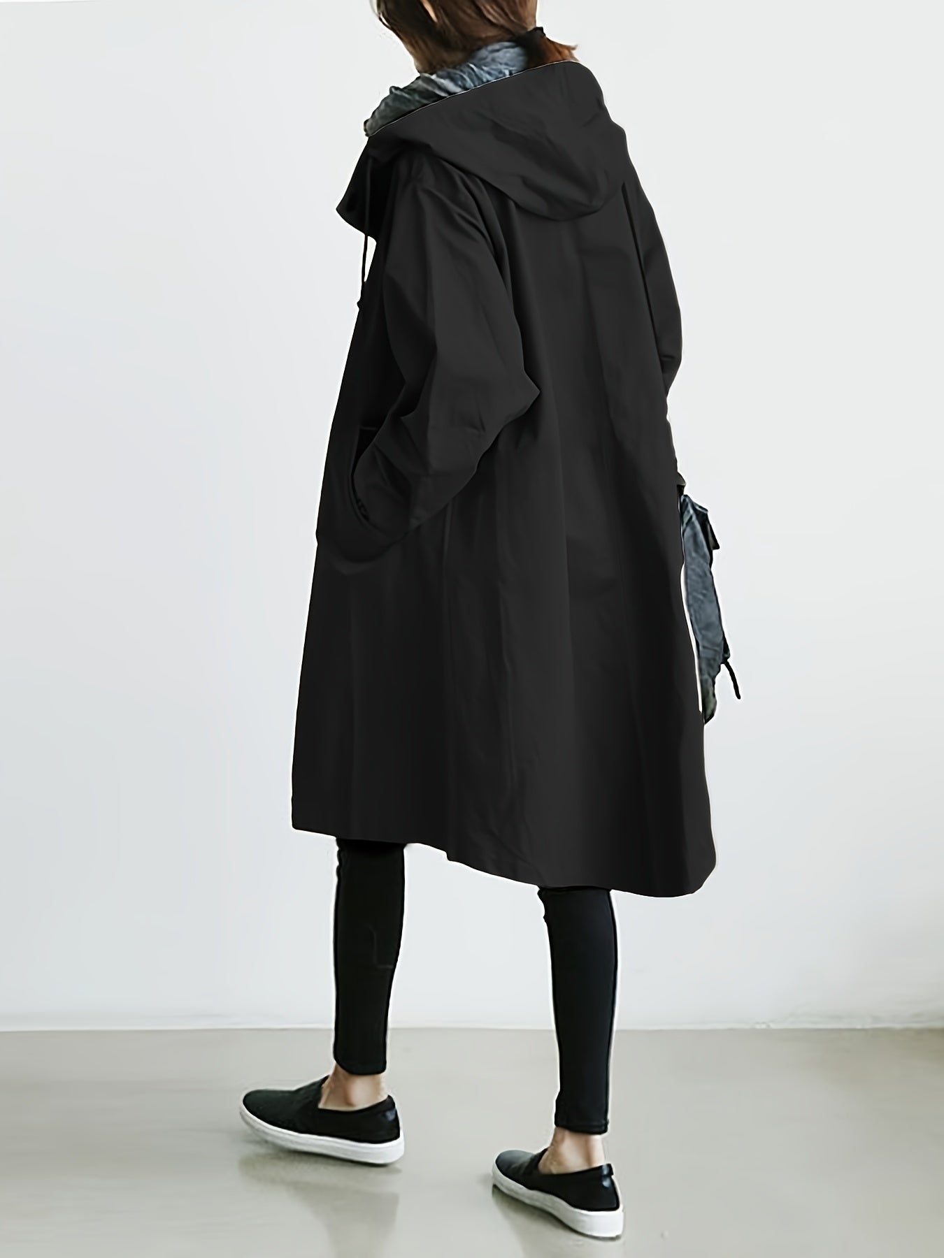 ELINA - Casual lange dames trenchcoat met capuchon, trekkoord en zijzakken