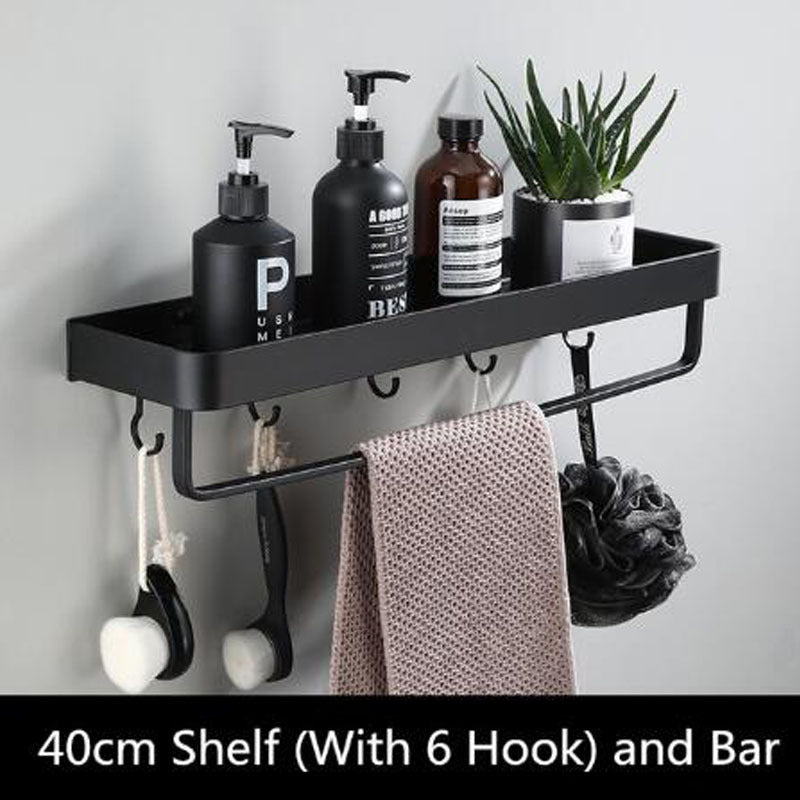 Zwart aluminium wandrek met strak design – ALUNERO SHELF - Glamorix