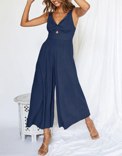 Mouwloze dames jumpsuit met wijde pijpen en elegante snit – SEREIA FLOW - Glamorix