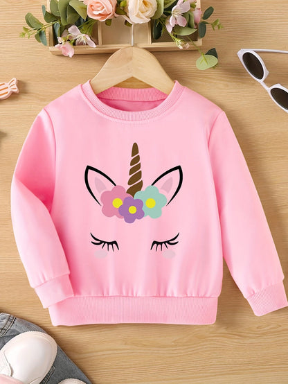 BELLA - Meisjes sweatshirt met eenhoornprint en ronde hals