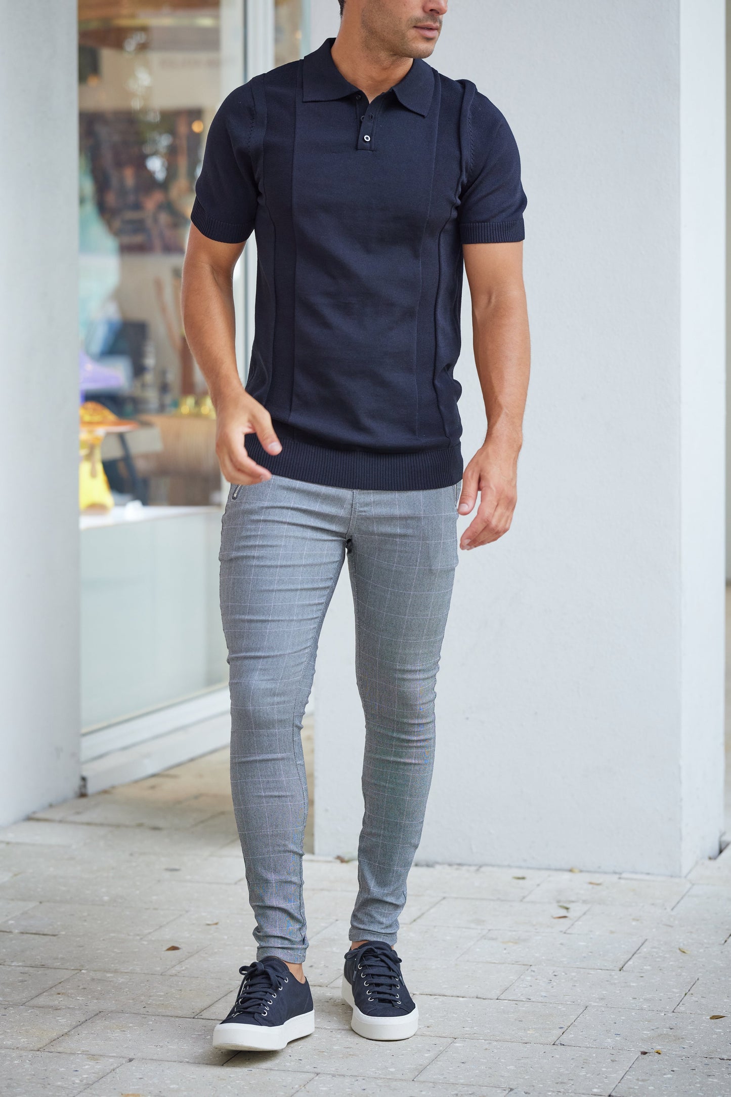 BENSON - Slim fit geruite broek voor een moderne en stijlvolle look