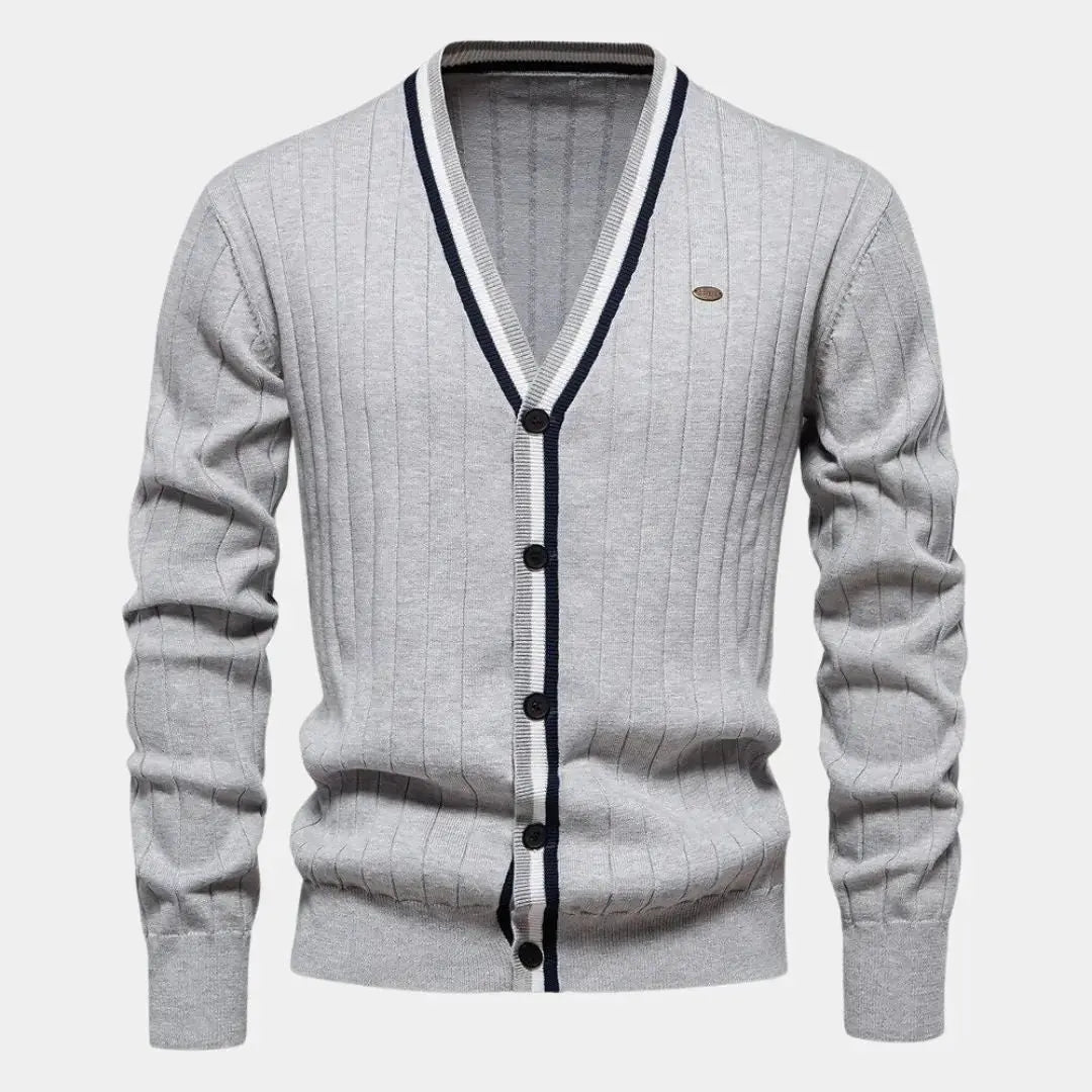 Gebreid heren vest met knoopsluiting en klassieke pasvorm – MAERON - Glamorix