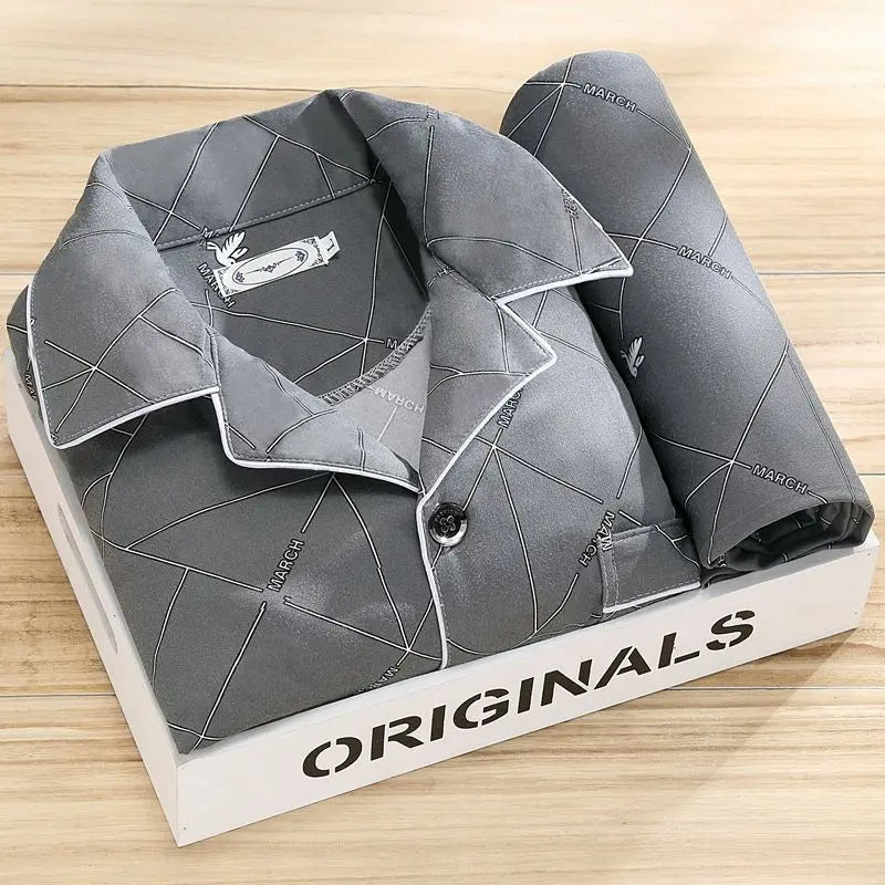 JULIEN - Stijlvolle heren pyjamaset met overhemd en knoopsluiting