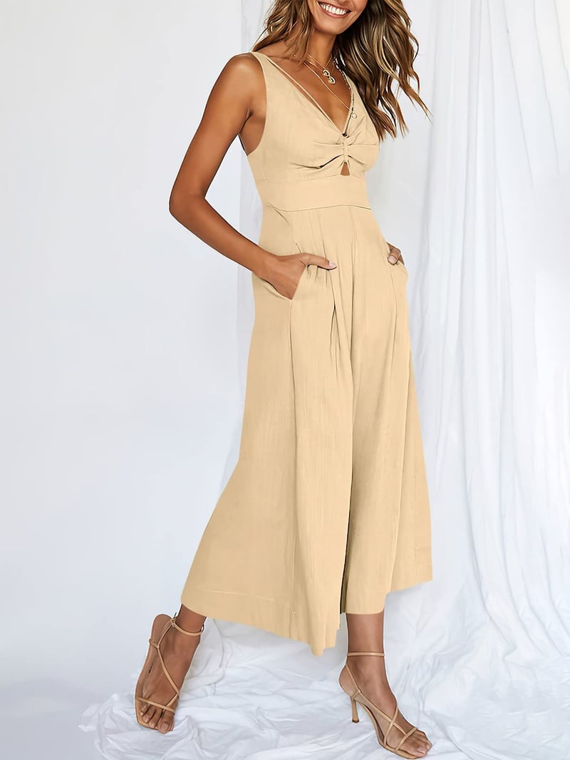 Mouwloze dames jumpsuit met wijde pijpen en elegante snit – SEREIA FLOW - Glamorix