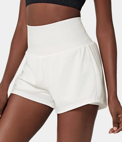 Dames sportshort met hoge taille en binnenbroek – DORINA - Glamorix