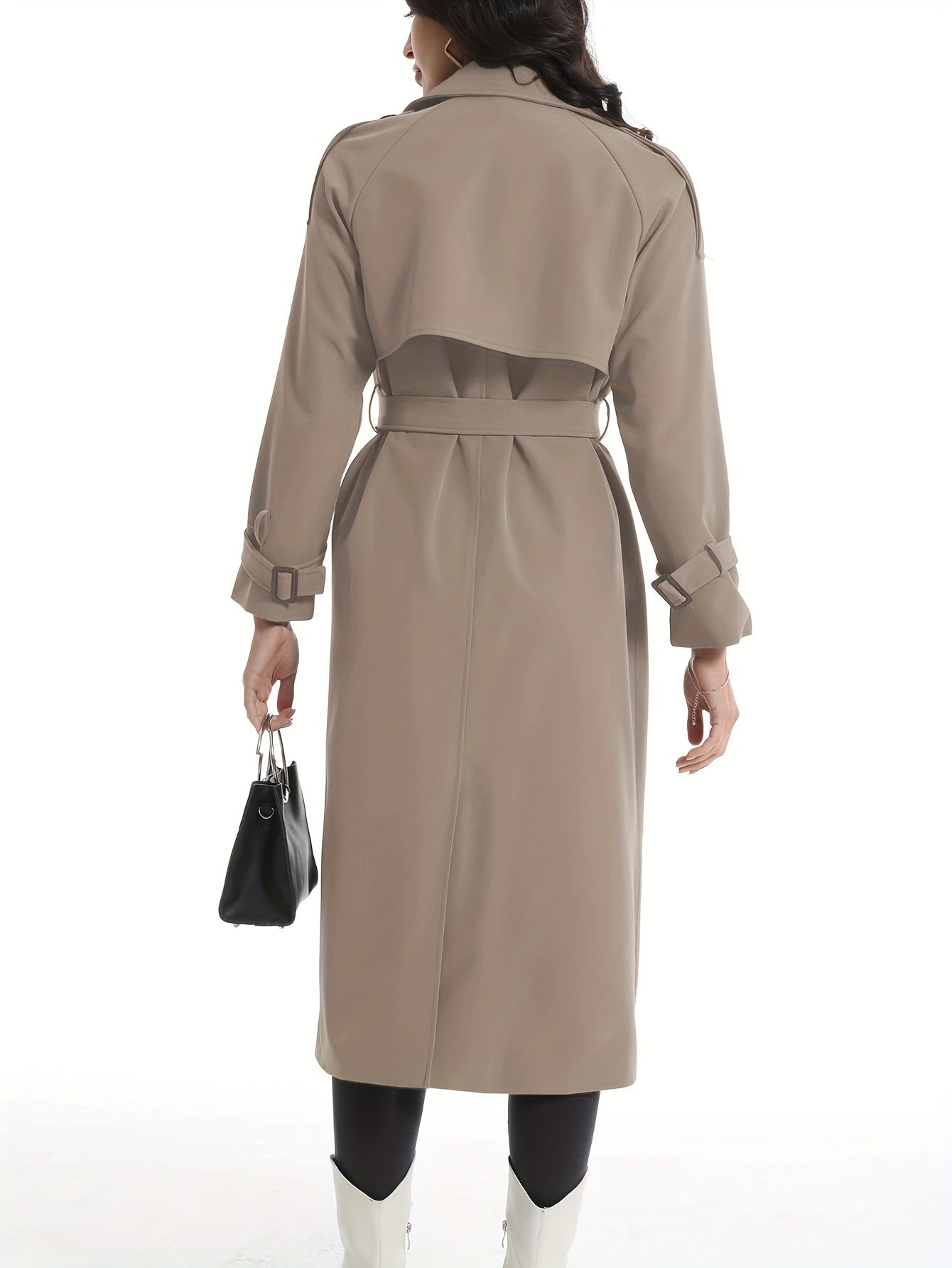 FELICIA - Lange dubbelzijdige trenchcoat met riem en brede revers voor dames