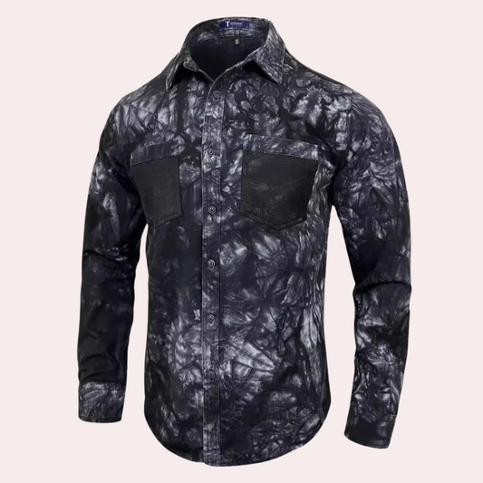 Herenoverhemd met abstracte print en lange mouwen – VALENO PrintLine - Glamorix