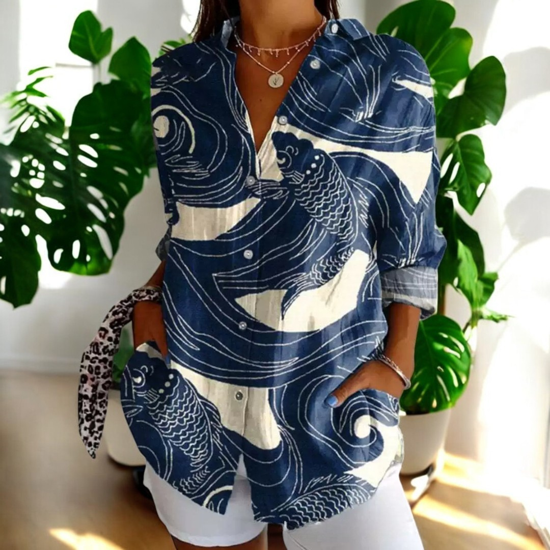 Luchtige dames blouse met knoopsluiting en elegante pasvorm – AYLA BUTTON - Glamorix