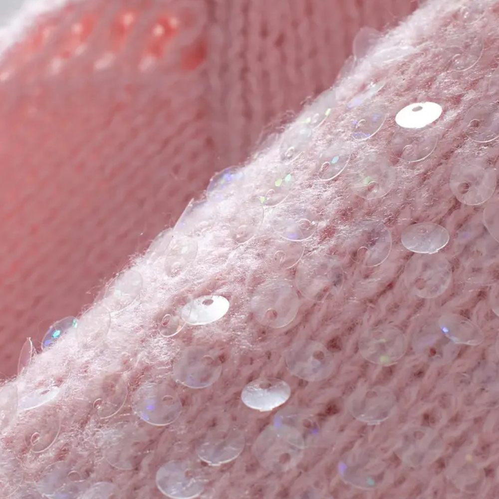 Gebreide dames top met pailletten en elegante pasvorm – AURELIA KnitShine - Glamorix