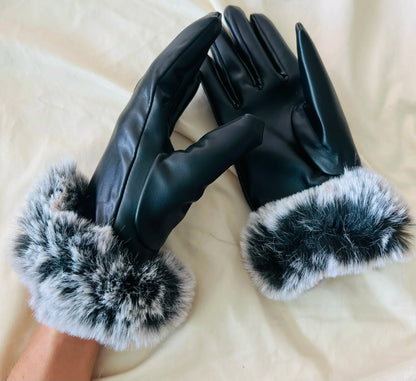 ARABELLA - Luxe leren handschoenen met imitatiebont manchet
