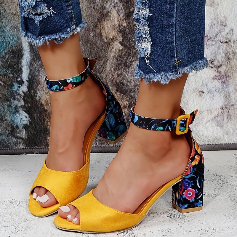 Dames blokhaksandalen met open teen en enkelband – SORAYA BLOCK - Glamorix