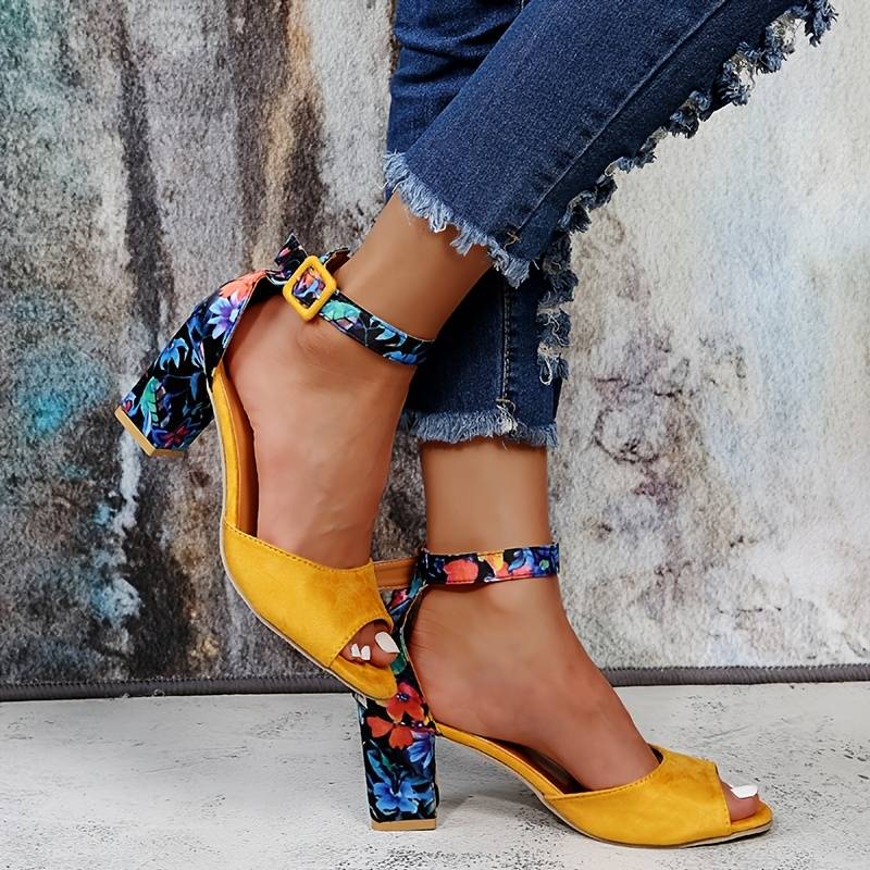 Dames blokhaksandalen met open teen en enkelband – SORAYA BLOCK - Glamorix