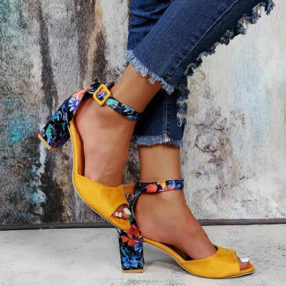 Dames blokhaksandalen met open teen en enkelband – SORAYA BLOCK - Glamorix