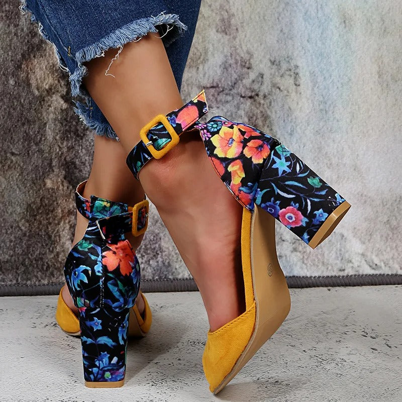 Dames blokhaksandalen met open teen en enkelband – SORAYA BLOCK - Glamorix