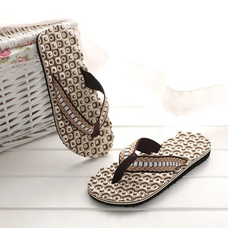 Heren teenslippers met gewatteerde geweven band – NERO WEAVE - Glamorix