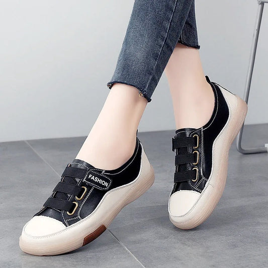 Dames sneakers met elastische bandjes en contrastneus – VIVIANA STRIDE - Glamorix