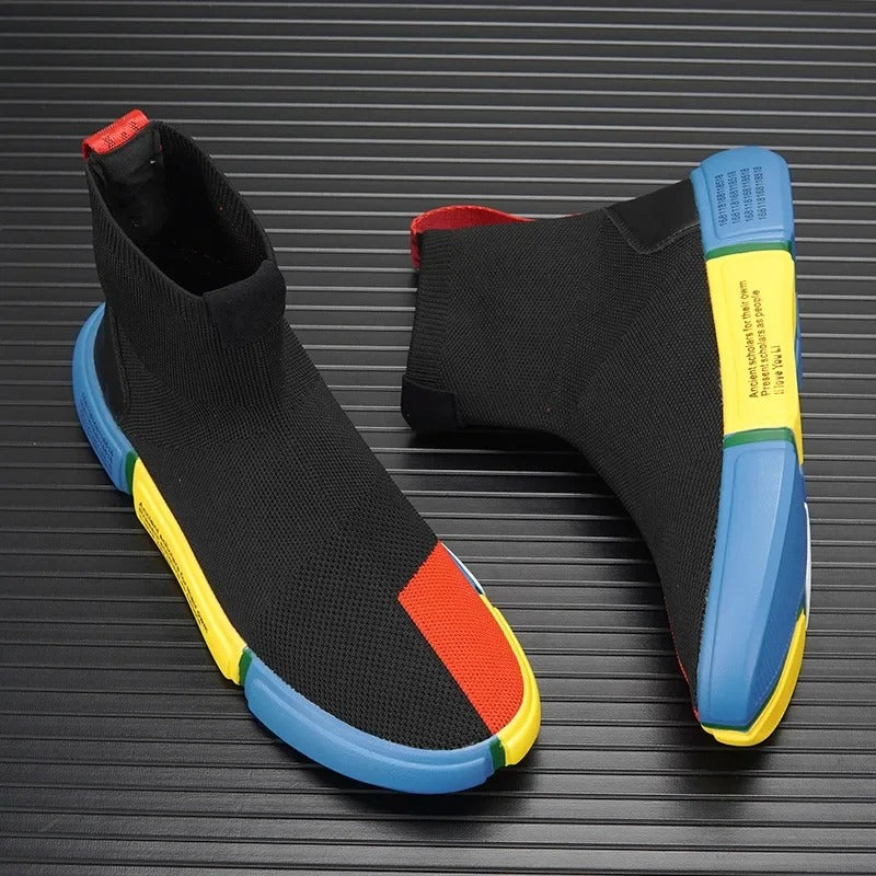 Herensneakers met sokdesign en kleurrijke zool – RAYNOR FLEX - Glamorix